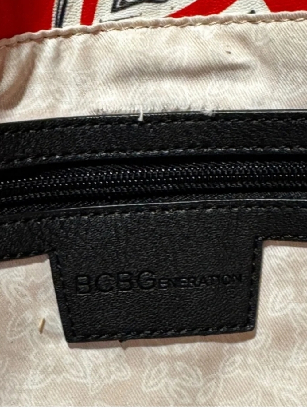 BCBGMaxAzria Red Floral Tote with Black & White Accents GUC - Picture 5 of 8
